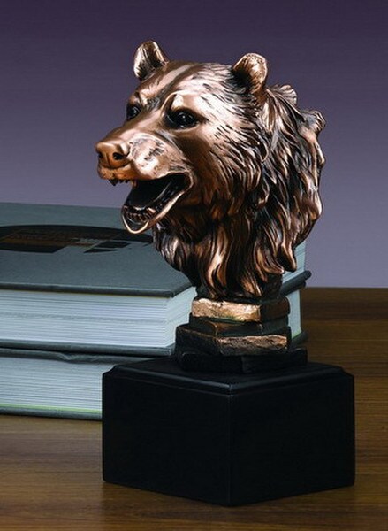 Grizzly Bear Portrait Bust Statue Sculptural Wildlife Head Artwork